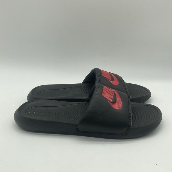 Mens Size 7 Nike Benassi JDI Slides Black Challenge Red Slides 343880-060 - Picture 1 of 9